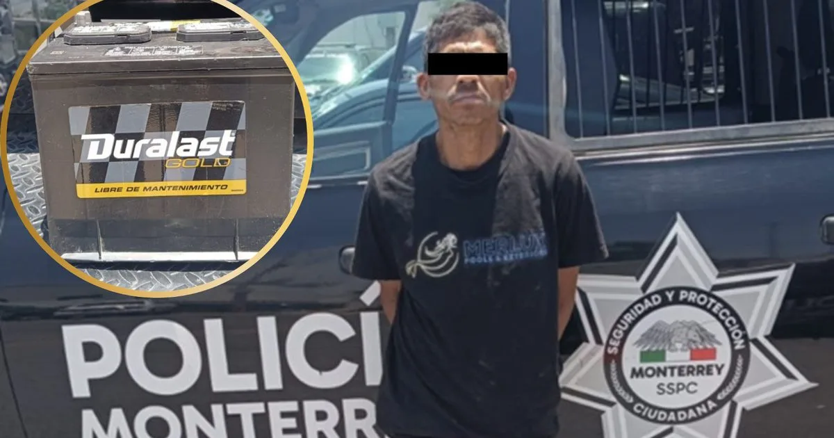Detienen a hombre por robo de batería de camioneta en Monterrey